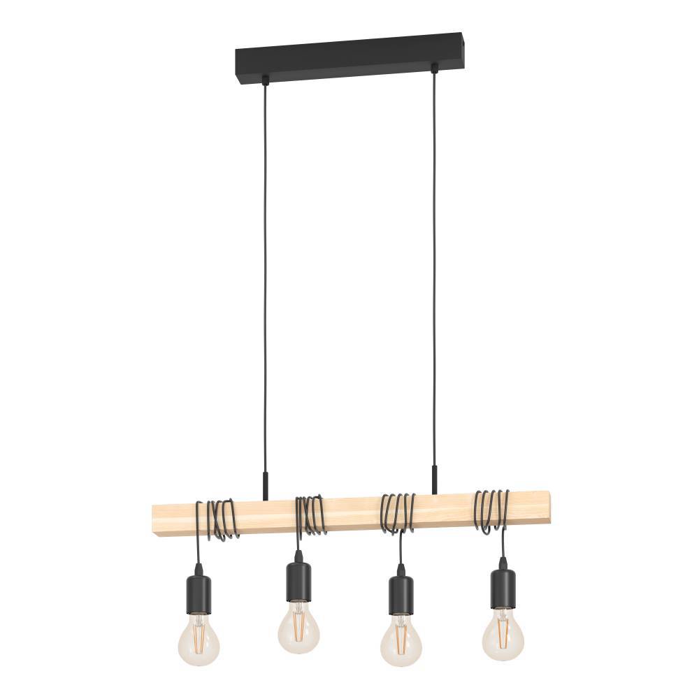 Изображение товара 43512 Подвес TOWNSHEND, 4х60W(E27), L700, B105, H1100, сталь, дерево, черный, коричневый от магазина N&M Home