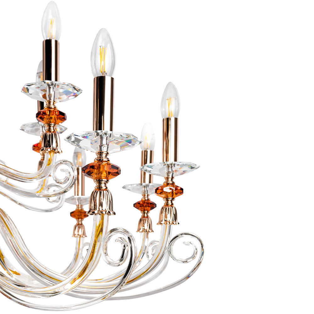 Изображение товара Люстра Crystal Lux CATARINA SP12+6 V2 GOLD/TRANSPARENT-COGNAC от магазина N&M Home