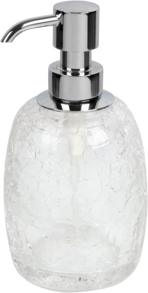 Изображение товара Surya Crystal, дозатор овальный 8х8хh16 см с помпой V5, эффект битого стекла, цвет хром от магазина N&M Home