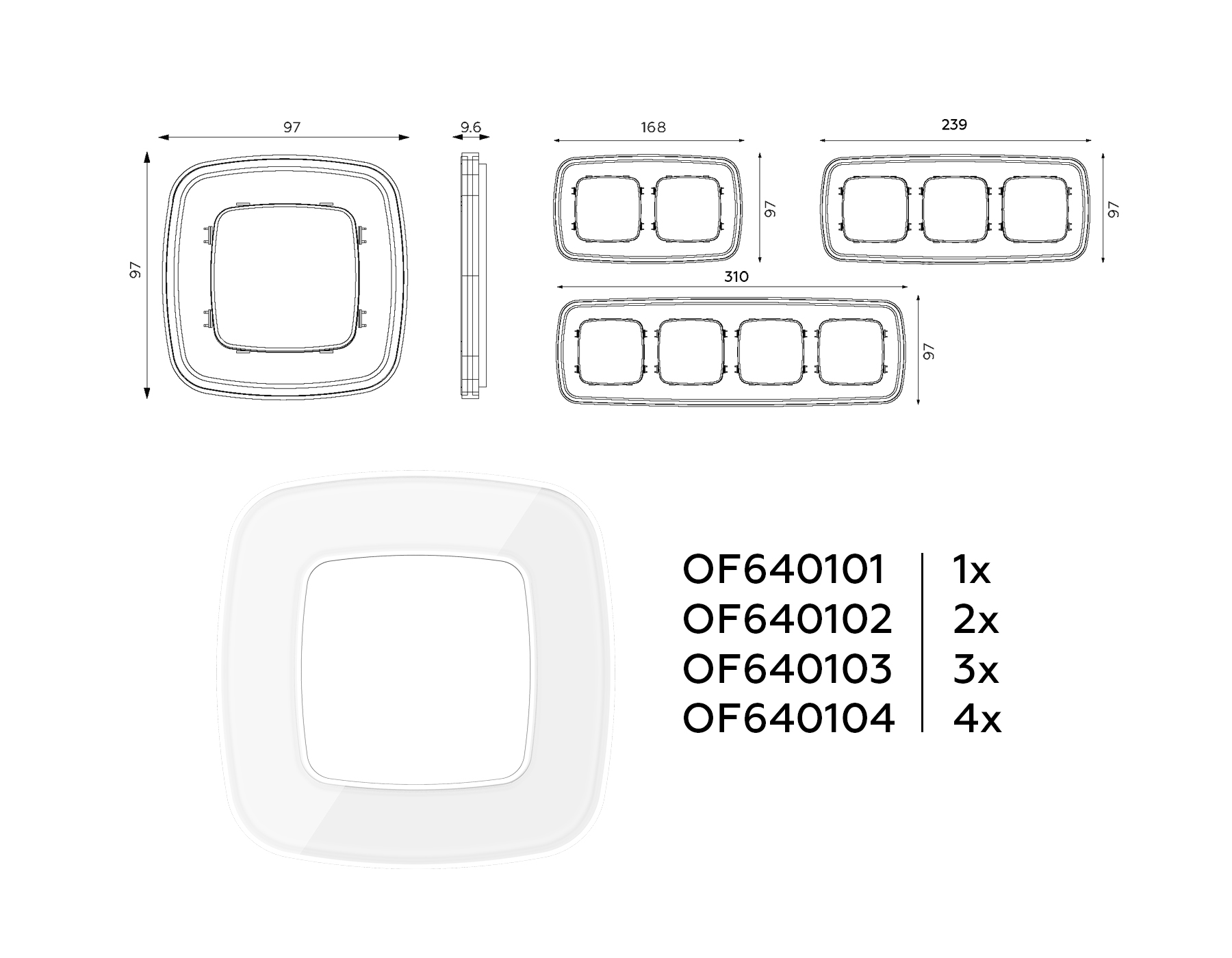 Изображение товара OF640102 Рамка OMEGA Coint (Белый Стекло органическое) 2-ая от магазина N&M Home