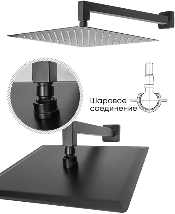 Изображение товара Душевая система скрытого монтажа Grocenberg GB5008 Черный матовый от магазина N&M Home