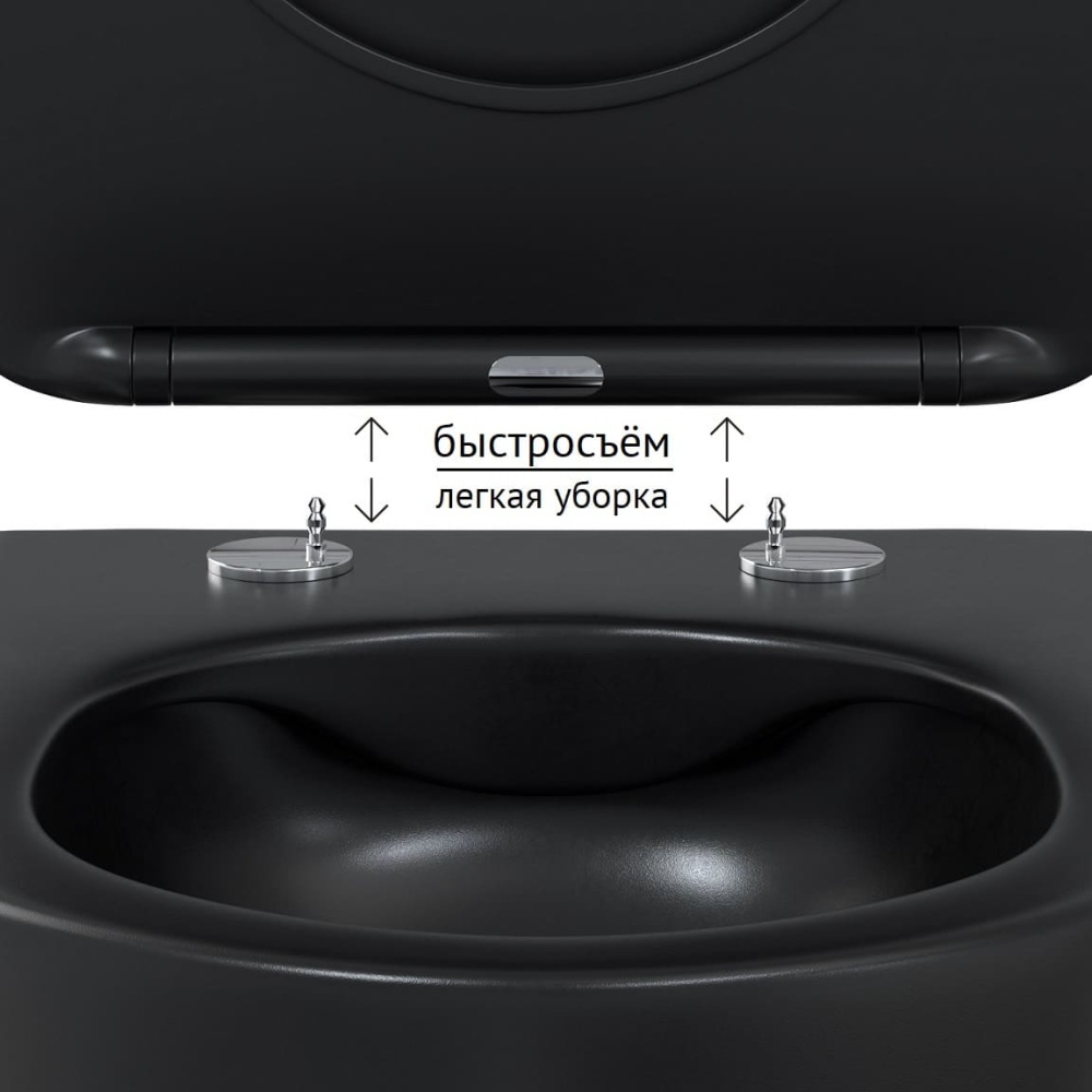 Изображение товара Комплект BERGES для монтажа подвесного унитаза: инсталляция NOVUM525, кнопка L5 soft touch черный, унитаз Ventas Black, микролифт, быстросъем от магазина N&M Home