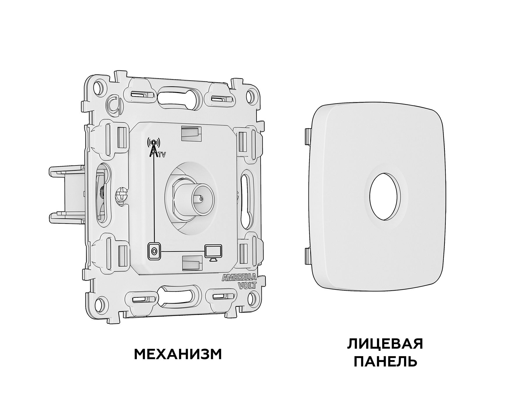 Изображение товара MO213010 Комплект механизма TV розетки оконечной OMEGA Жемчуг 50-870 MHz 1dB QUANT (OP2130, VM202) от магазина N&M Home