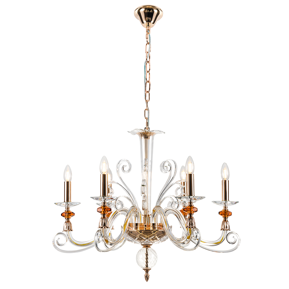 Изображение товара Люстра Crystal Lux CATARINA SP6 V2 GOLD/TRANSPARENT-COGNAC от магазина N&M Home