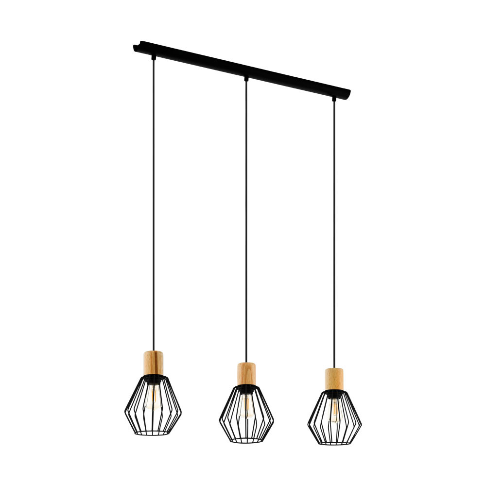 Изображение товара 43378 Подвес PALMORLA, 3x60W (E27), L760, B160, H1100, сталь, дерево, черный, медный от магазина N&M Home