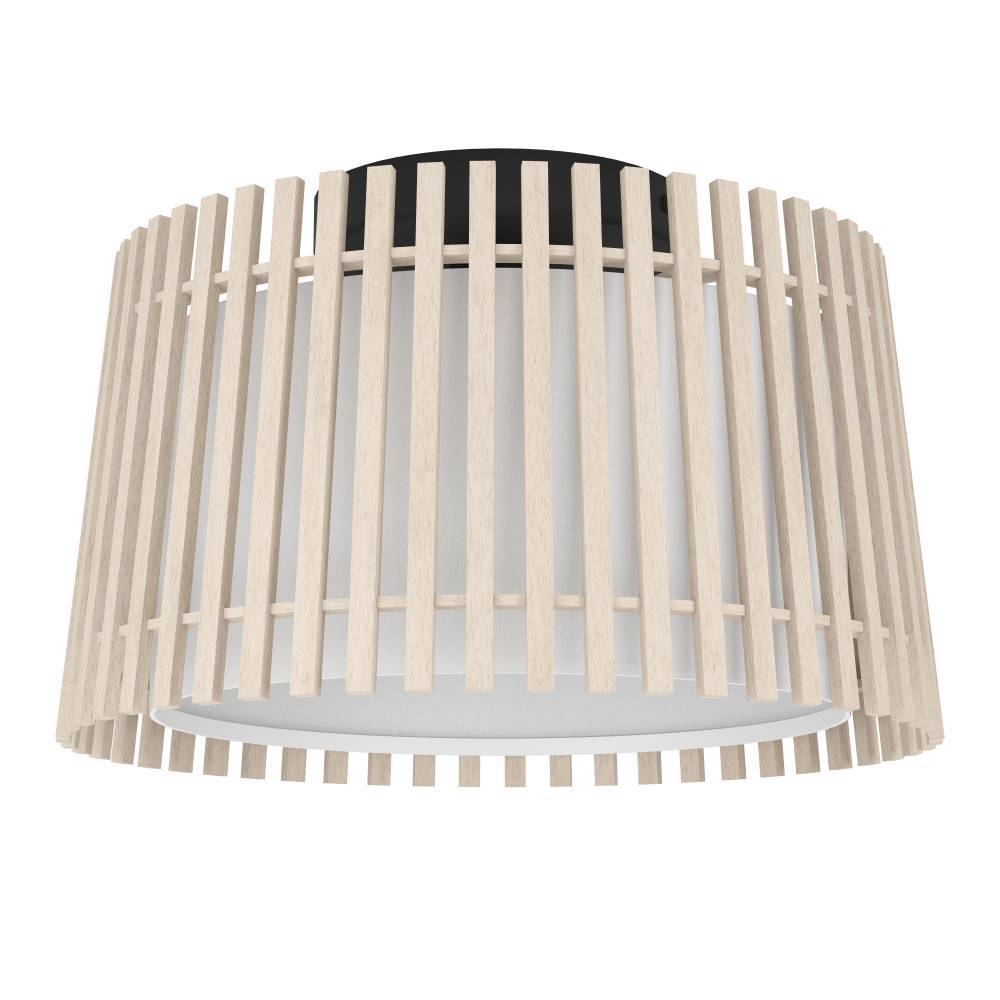 Изображение товара 900901 Потолочный светильник FATTORIA, 1X25W(Е27), H240, ?380, сталь, черный/ дерево, текстиль, коричневый, белый от магазина N&M Home