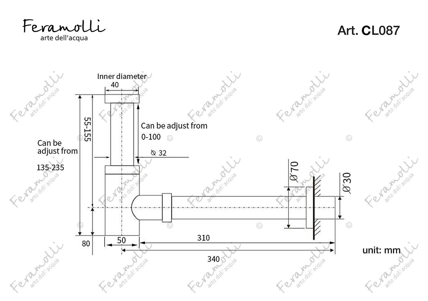 Изображение товара Сифон для раковины Feramolli Ele CL087, хром от магазина N&M Home