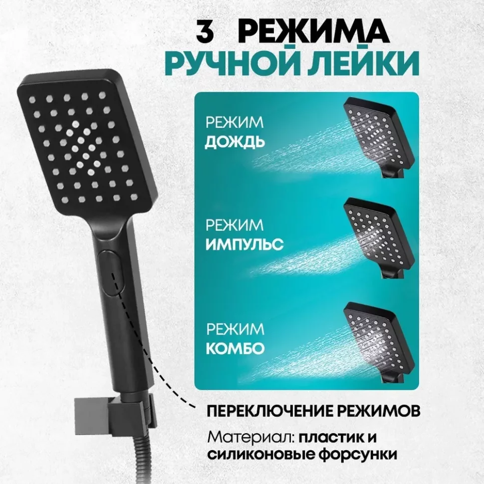 Изображение товара Душевая система скрытого монтажа Grocenberg GB5008 Черный матовый от магазина N&M Home