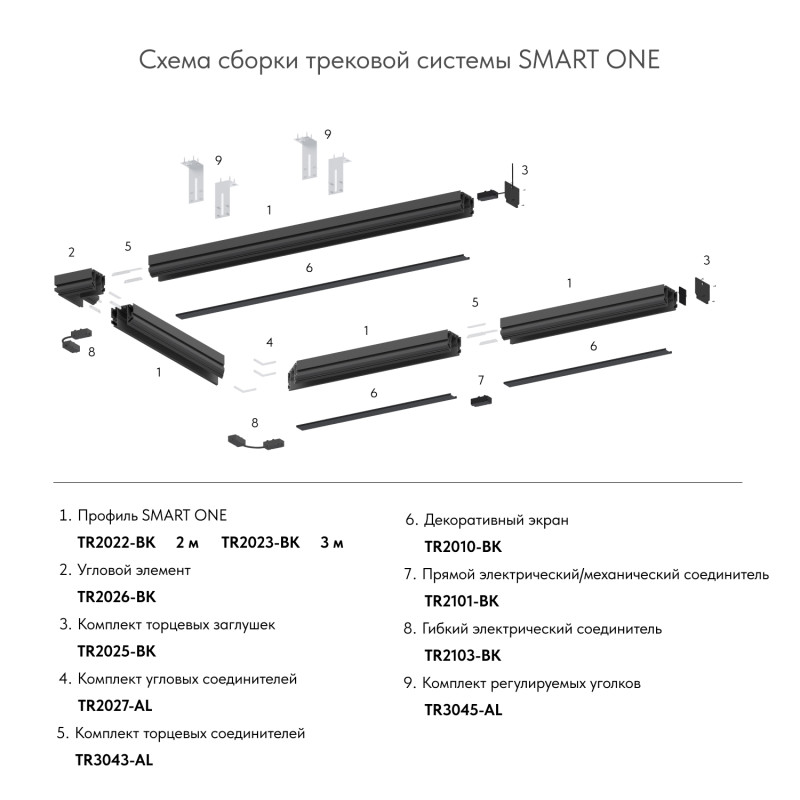 Изображение товара Экран для шинопровода Denkirs TR2028-BK от магазина N&M Home