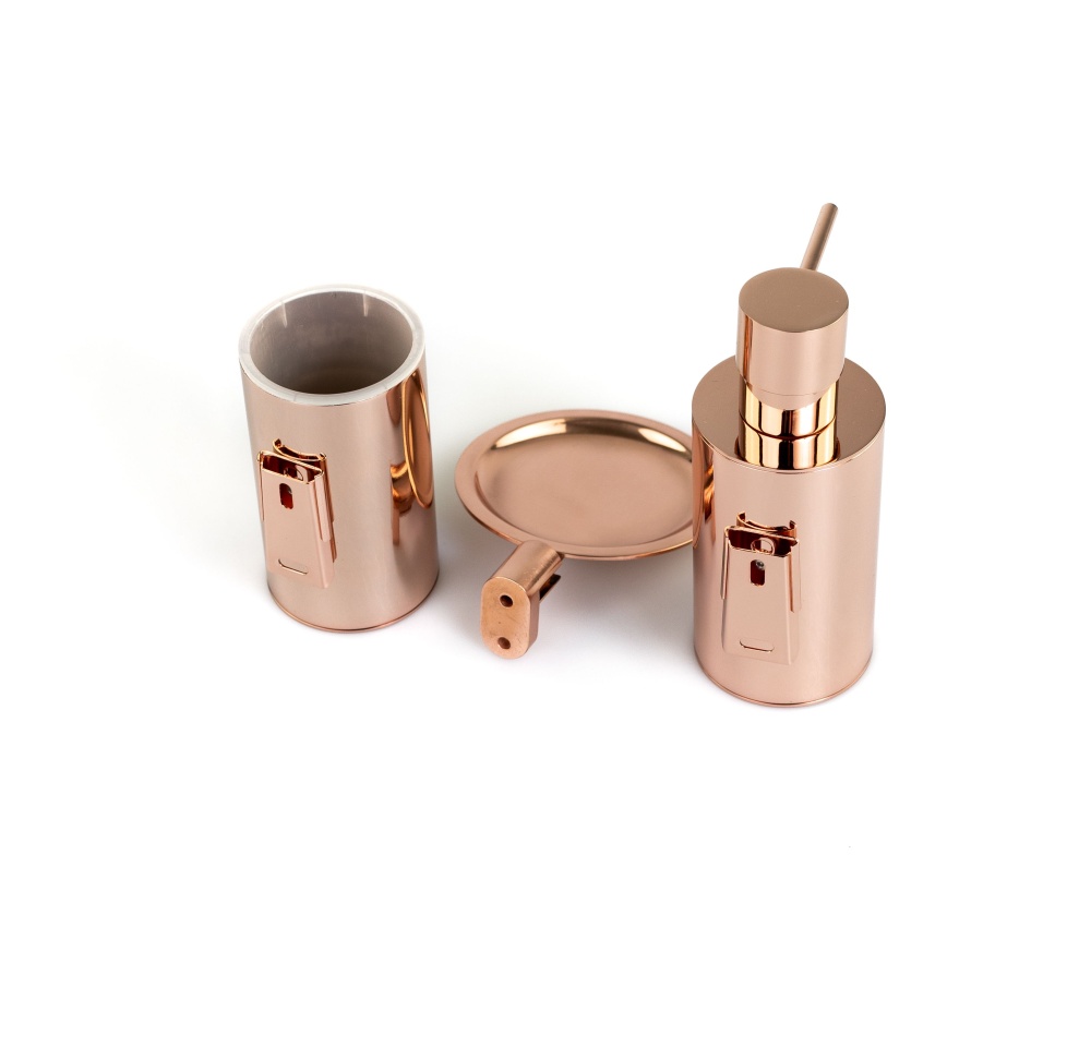 Изображение товара Stil Haus Hashi, настенный металлический дозатор, цвет розовое золото от магазина N&M Home