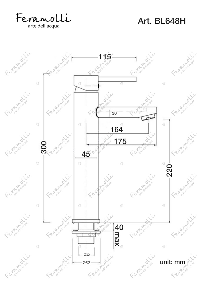 Изображение товара Смеситель для раковины Feramolli Ele BL648H, черный от магазина N&M Home