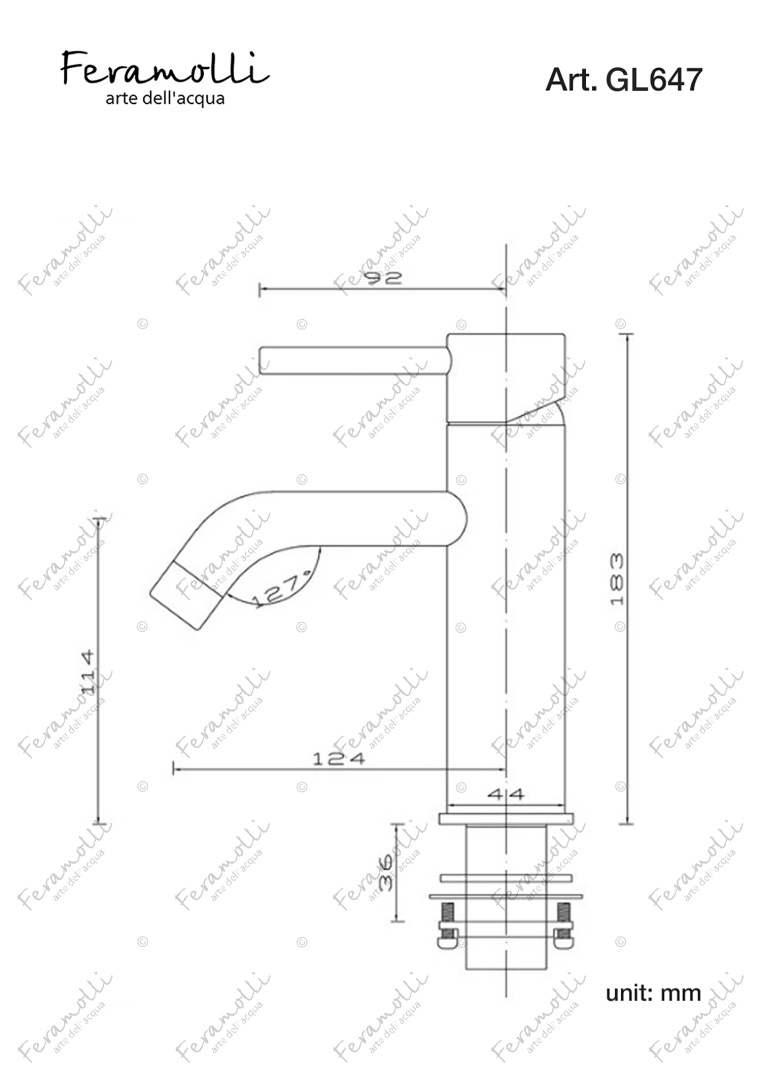 Изображение товара Смеситель для раковины Feramolli Ele GL647, золото от магазина N&M Home