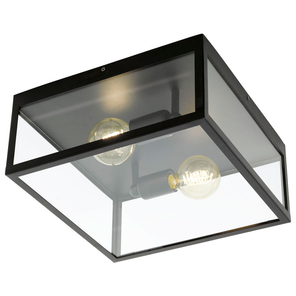 Изображение товара 49392 Светильник потолочный CHARTERHOUSE, 2x60W (E27), 360х360, H160, сталь, черный/стекло, прозрачн от магазина N&M Home