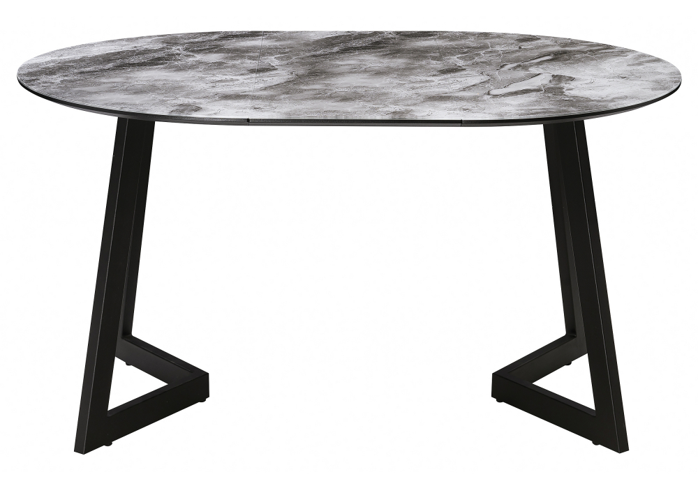Изображение товара Стол стеклянный Алингсос мрамор серый / черная шагрень от магазина N&M Home