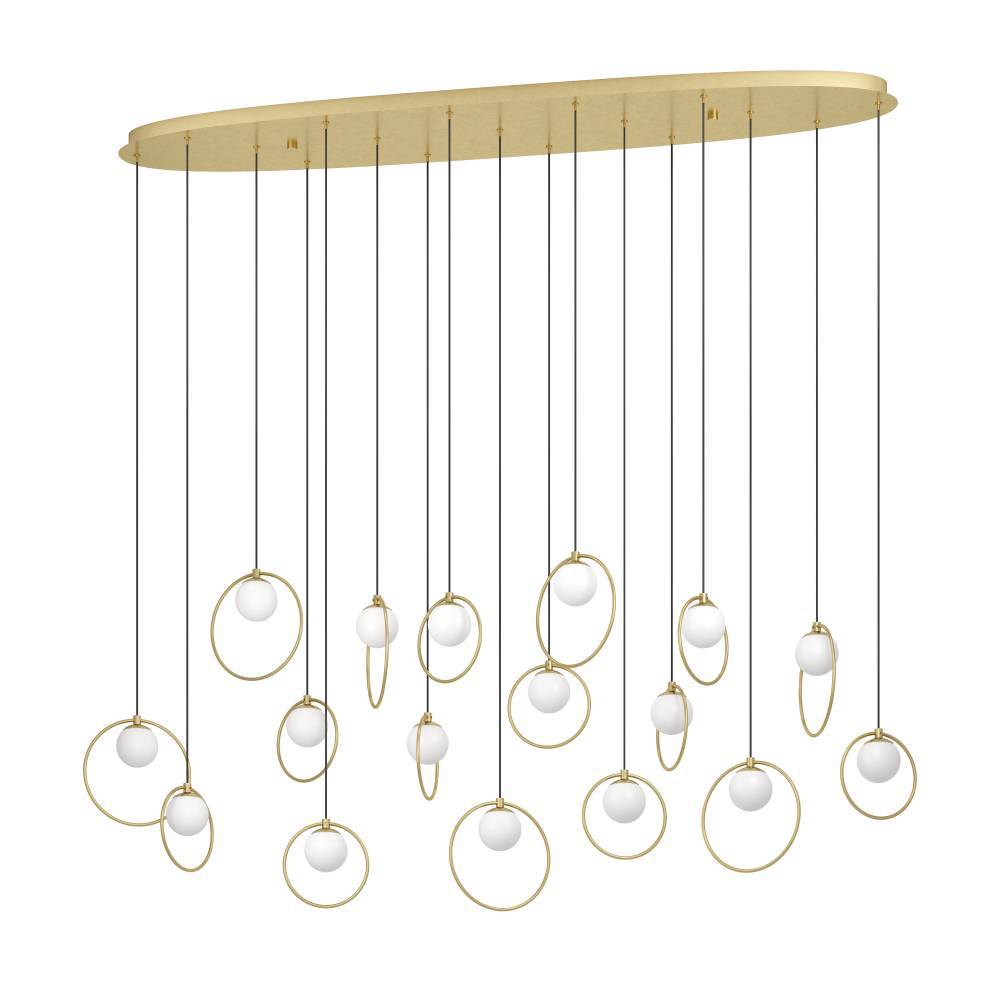 Изображение товара 390348 Люстра диммируемая PORTOCOLOM, 17X3W (LED), 3000K, 5950lm, L1480, B260, H2200, сталь, латунь, золотой/матовое опаловое стекло, белый от магазина N&M Home
