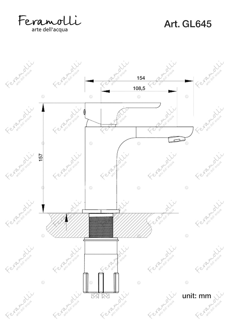 Изображение товара Смеситель для раковины Feramolli Pura GL645, золото от магазина N&M Home