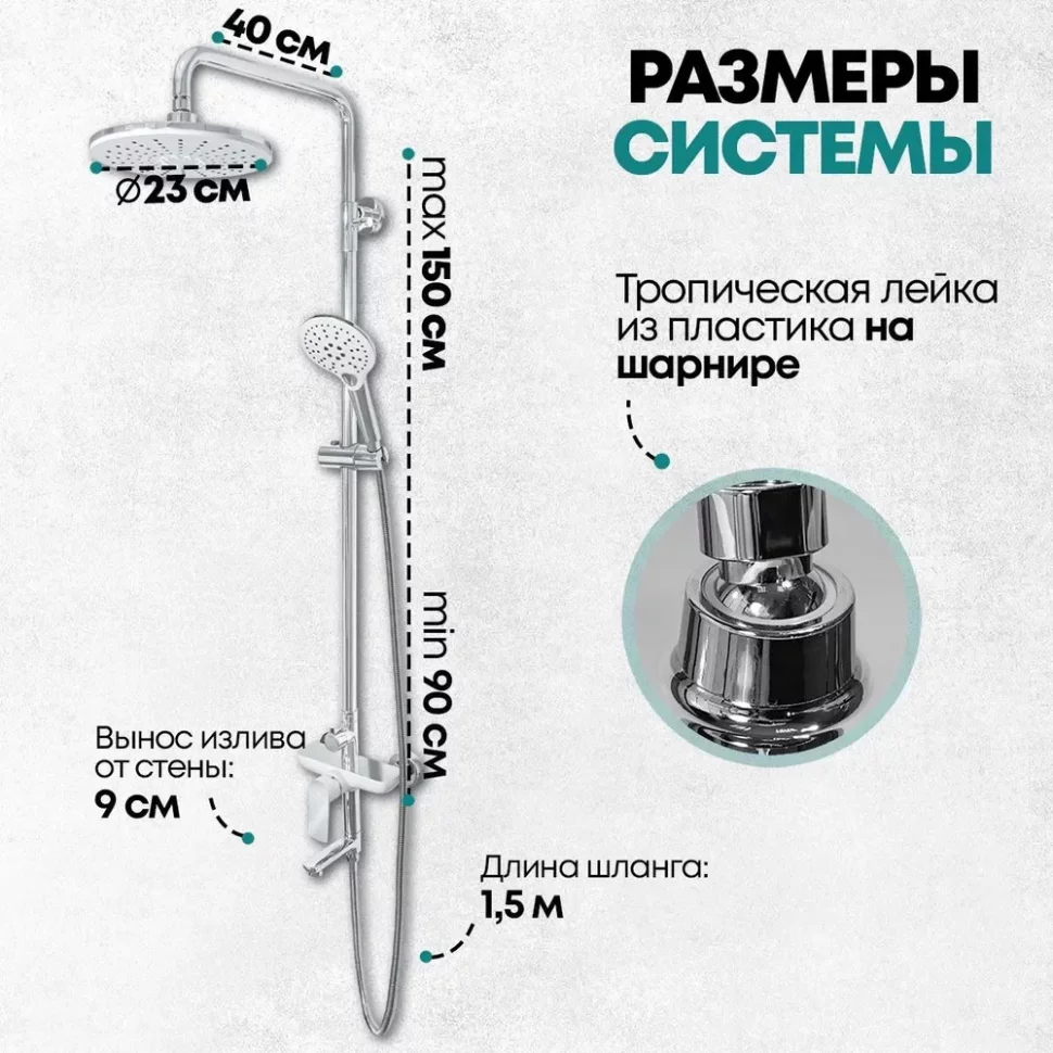Изображение товара Душевая система Grocenberg GB7009 Белый хром от магазина N&M Home