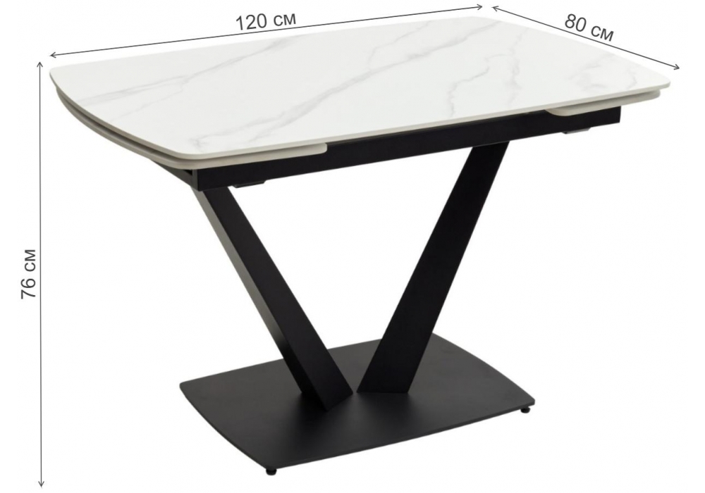 Изображение товара Керамический стол Alarti matt white marble sintered stone / black от магазина N&M Home
