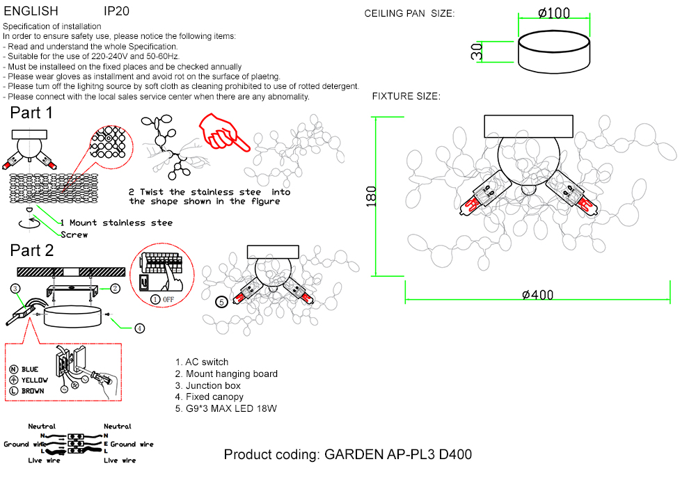 Изображение товара Бра Crystal Lux GARDEN AP-PL3 D400 GOLD от магазина N&M Home