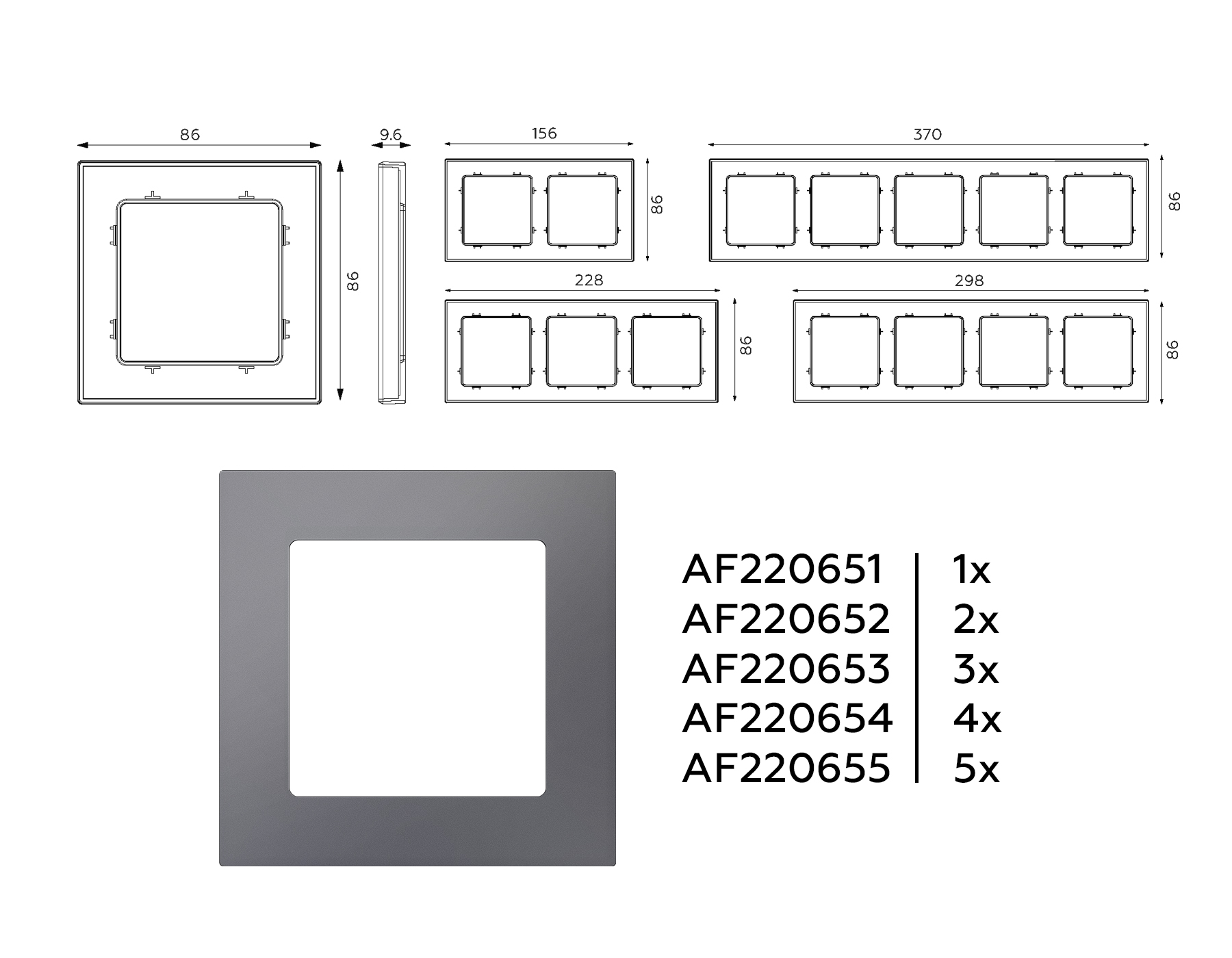 Изображение товара AF220652 Рамка ALFA Techno (Антрацит серый) 2-ая от магазина N&M Home