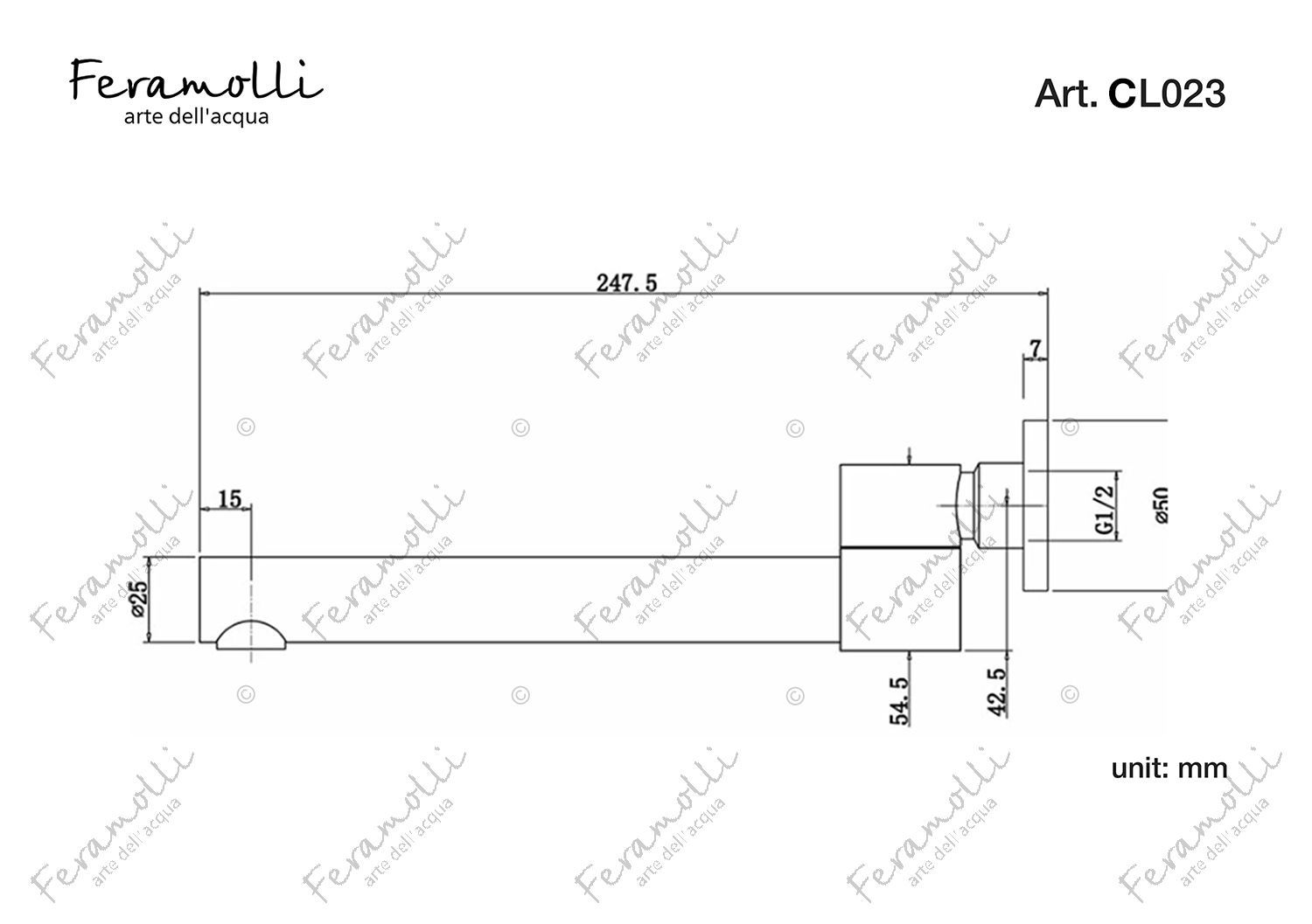 Изображение товара Настенный поворотный излив Feramolli Ele CL023, хром от магазина N&M Home