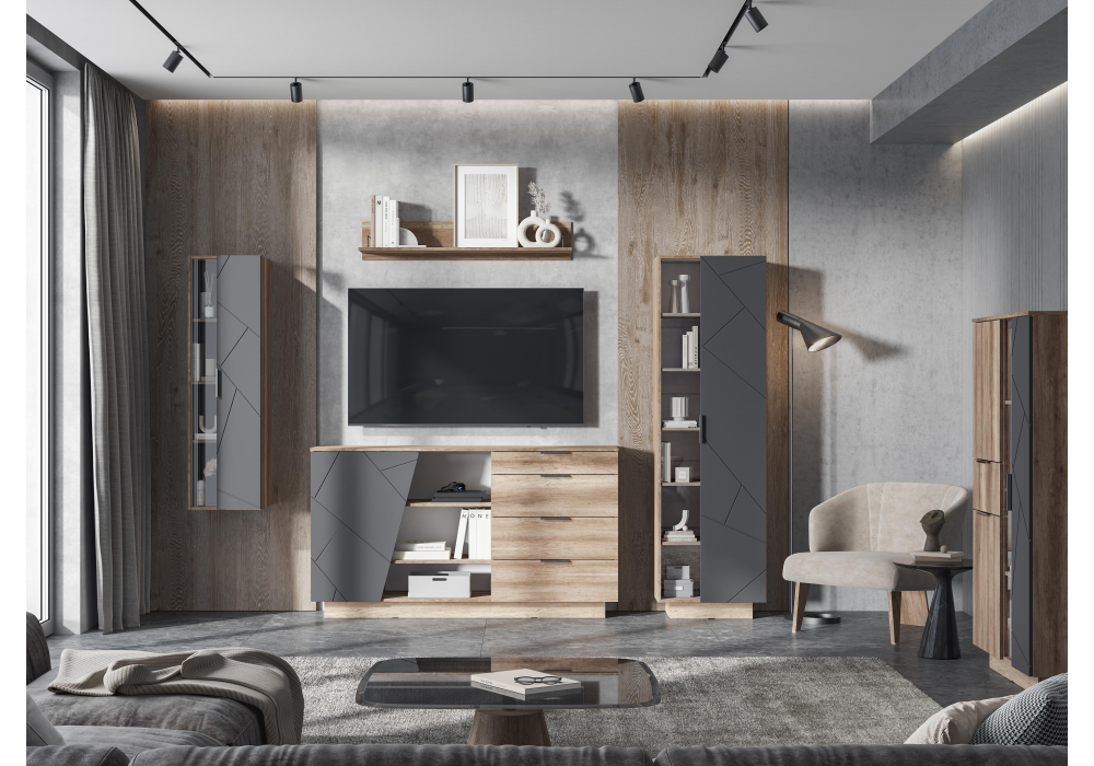 Изображение товара Шкаф Диамо ПН 02 софт графит / дуб каньон от магазина N&M Home