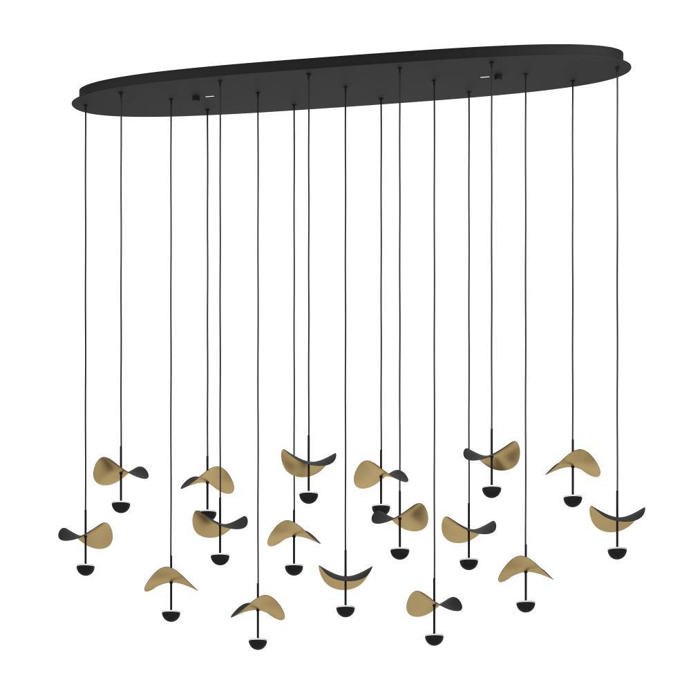 Изображение товара 390343 Люстра диммируемая DRACERA, 17X2,3W (LED), 3000K, 4760lm, L1550, B330, H2200, сталь, черный/сталь, черный, золотой от магазина N&M Home