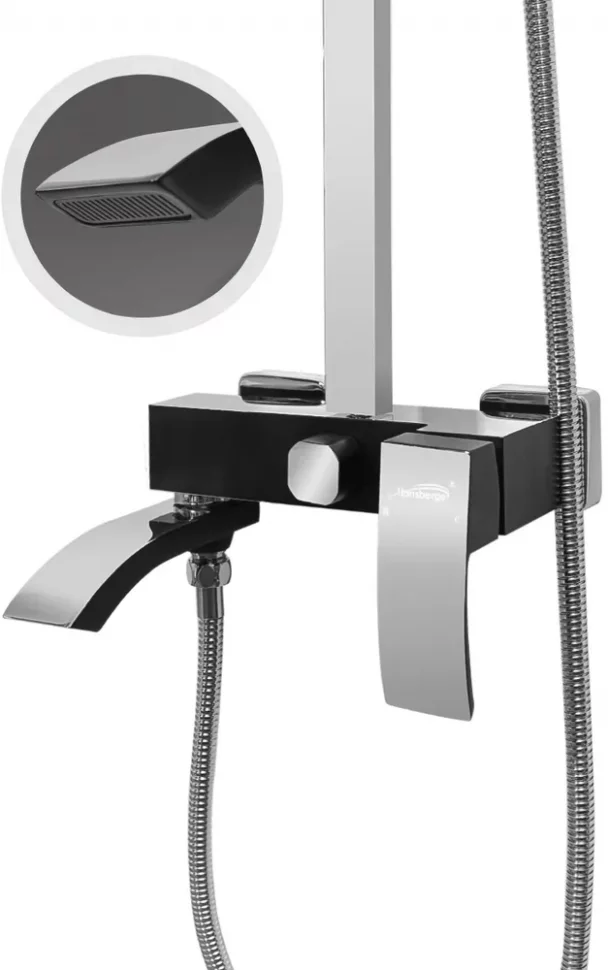 Изображение товара Душевая система Hansberge H5077 Черный хром от магазина N&M Home