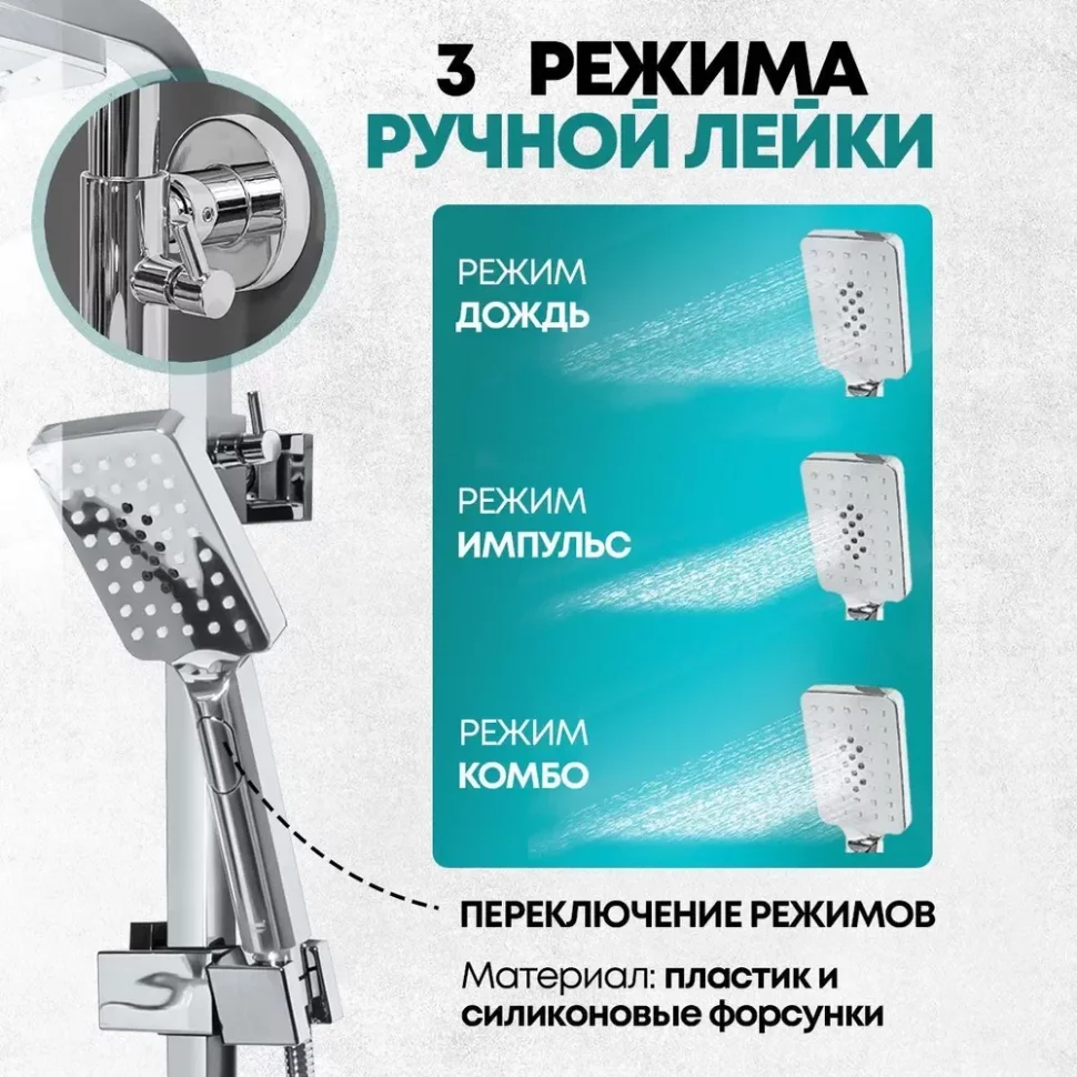 Изображение товара Душевая система Grocenberg GB7008 Белый хром от магазина N&M Home