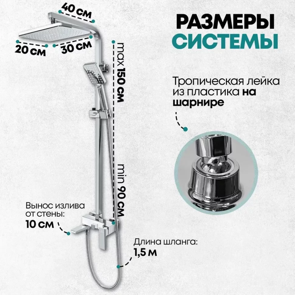 Изображение товара Душевая система Grocenberg GB7008 Белый хром от магазина N&M Home