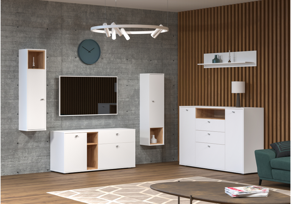 Изображение товара Комод Бэль 10.91 белый премиум / дуб золотой craft от магазина N&M Home