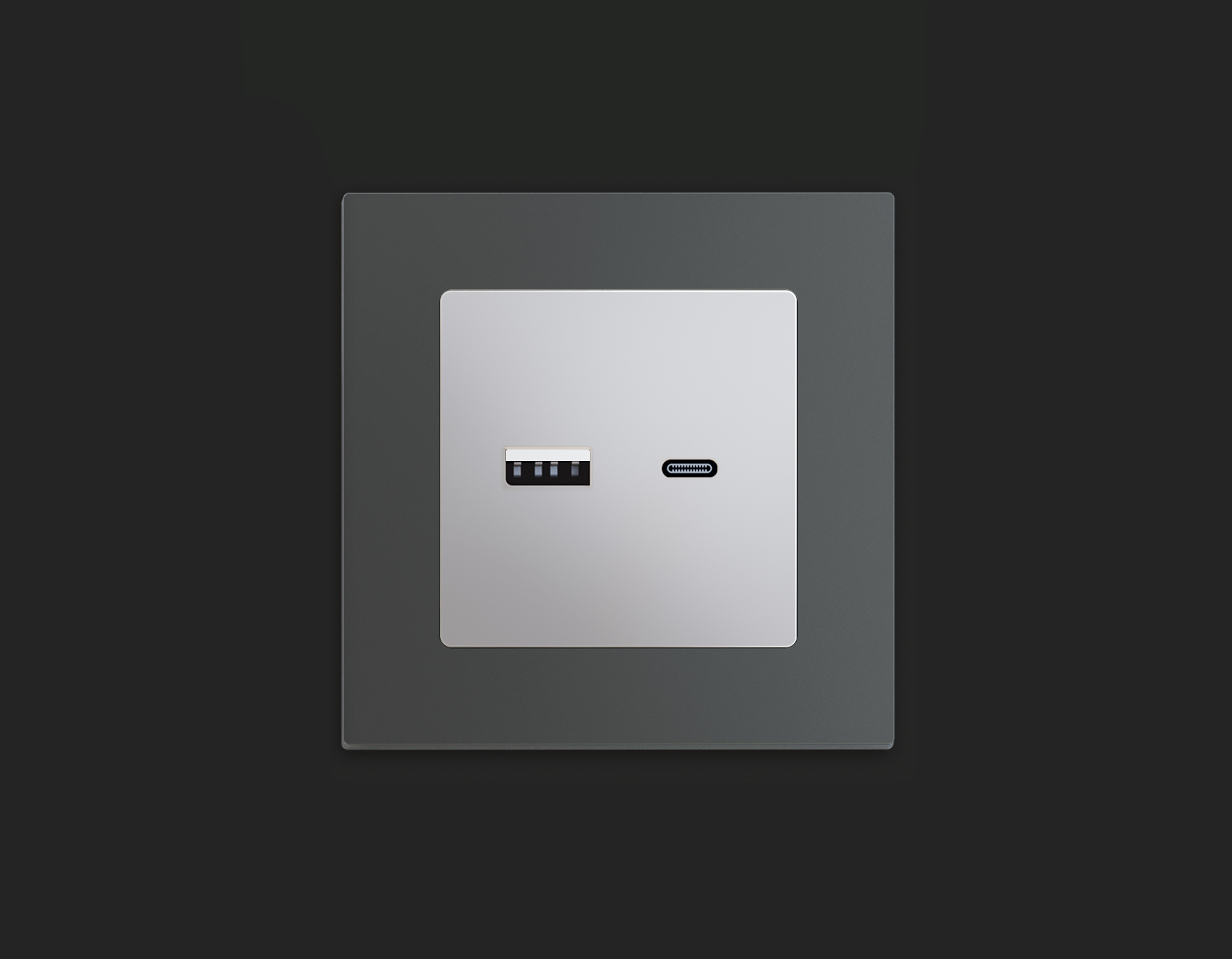 Изображение товара MA411010 Комплект механизма розетки ALFA Серебро глянец 2USB A+C 20W (быстрая зарядка) QUANT (AP4110, VM177) от магазина N&M Home