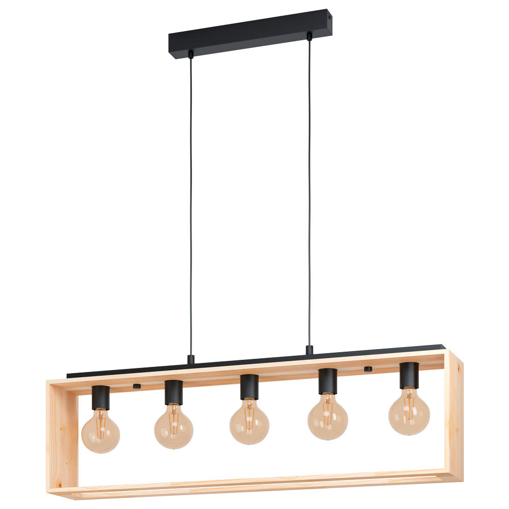 Изображение товара 43414 Подвес FAMBOROUGH, 5х40W (E27), L1000, B160, H1100, сталь, дерево, черный, натуральный от магазина N&M Home