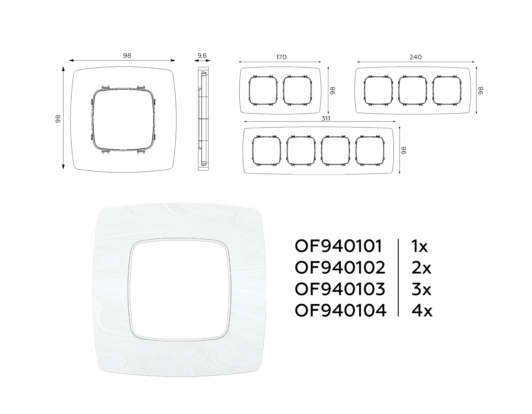 Изображение товара OF940104 Рамка OMEGA Opera (Белый мрамор) 4-ая от магазина N&M Home