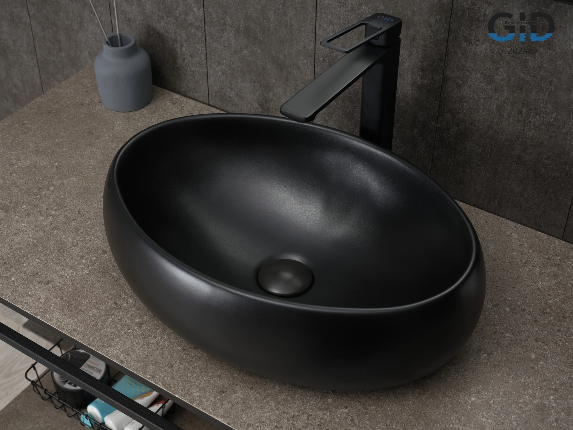 Изображение товара Раковина Gid Bm9030b 53372 накладная черная матовая 48x34x15 от магазина N&M Home