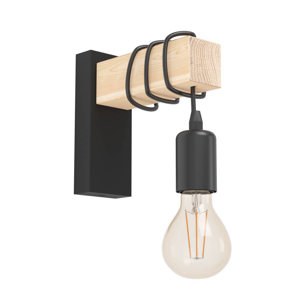 Изображение товара 43514 Бра TOWNSHEND, 1х10W(E27-LED), L65, A190, H215, сталь, дерево, черн, коричн от магазина N&M Home