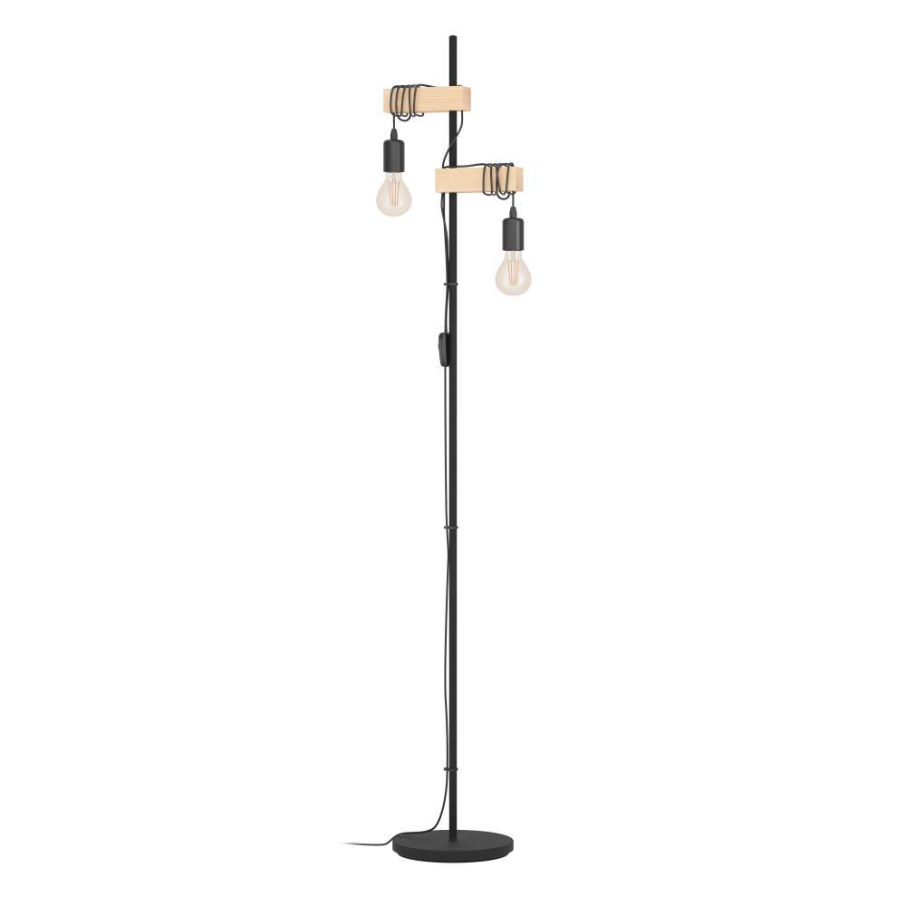 Изображение товара 43516 Торшер с ножн. выкл. TOWNSHEND, 2х10W(E27-LED), L205, B250, H1665, сталь, дерево, черн, коричн от магазина N&M Home