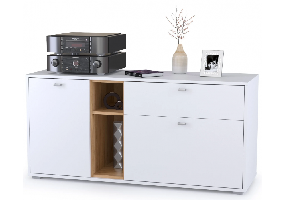 Изображение товара Комод Бэль 10.91 белый премиум / дуб золотой craft от магазина N&M Home