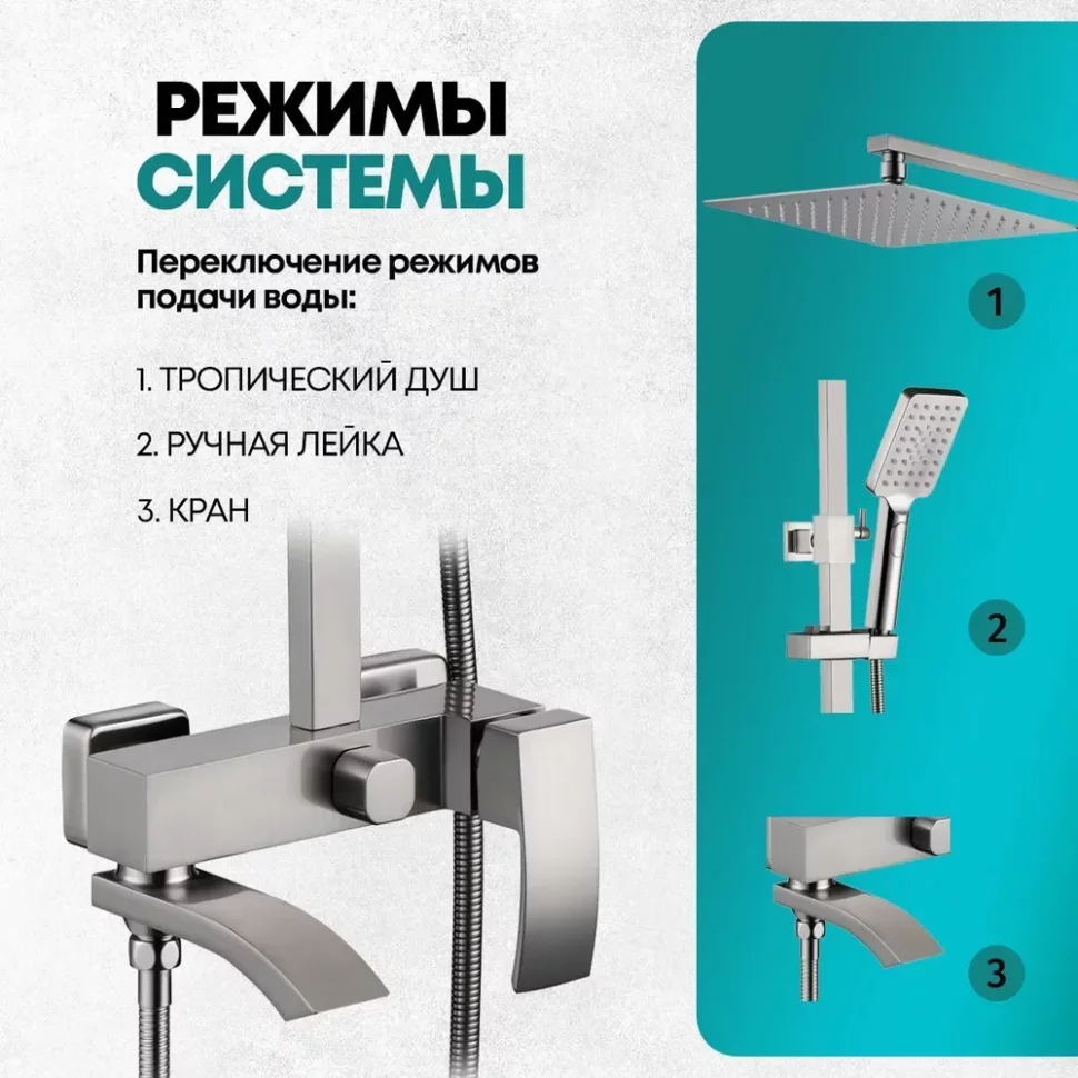 Изображение товара Душевая система Grocenberg GB7007-1 Никель от магазина N&M Home