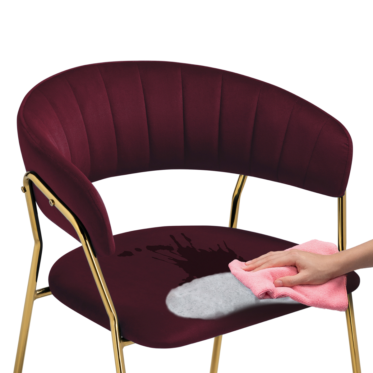 Изображение товара Стул на металлокаркасе Kamelia 1 wine red / gold от магазина N&M Home