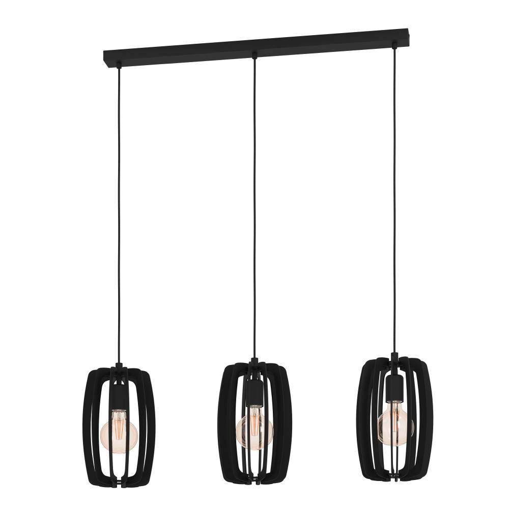 Изображение товара 900505 Подвесной потолочный светильник BAJAZZARA, 3x40W, E27, L890, B190, H1100, сталь, черный/дерево, черный от магазина N&M Home