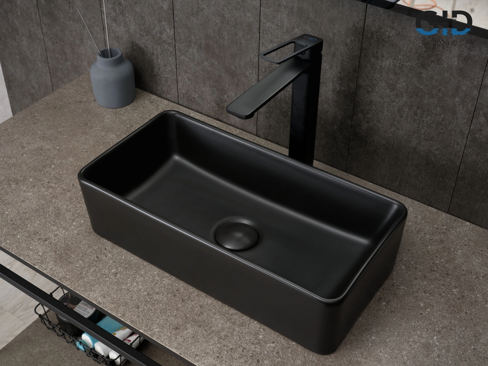 Изображение товара Раковина Gid Bm1104 53359 накладная черная матовая 46x23x12 от магазина N&M Home