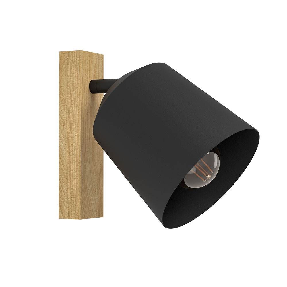 Изображение товара 900434 Спот COTORRO, 1x40W, E27, L145, H220, A230, дерево, сталь, коричневый, черный от магазина N&M Home