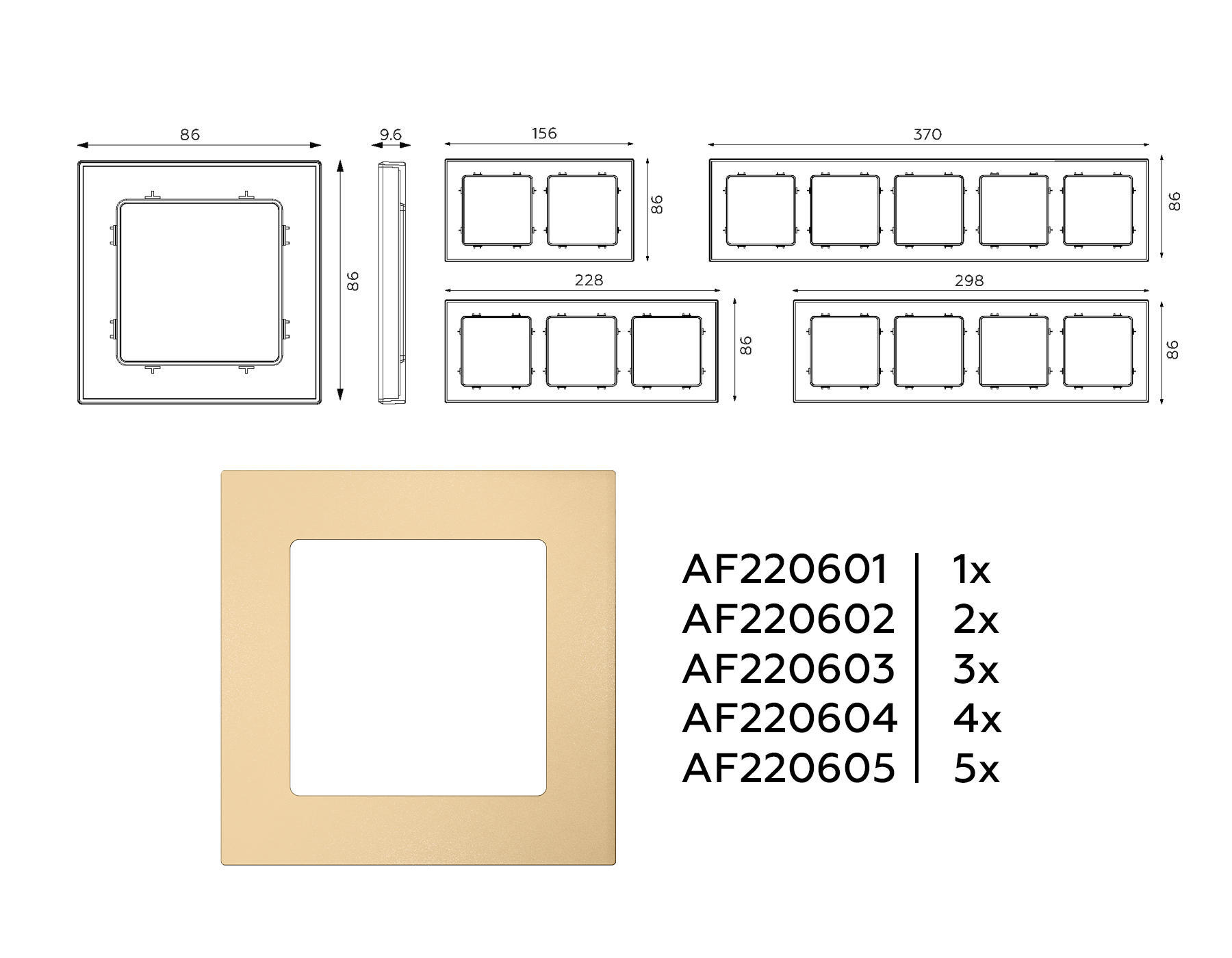 Изображение товара AF220603 Рамка ALFA Techno (Шампань) 3-ая от магазина N&M Home