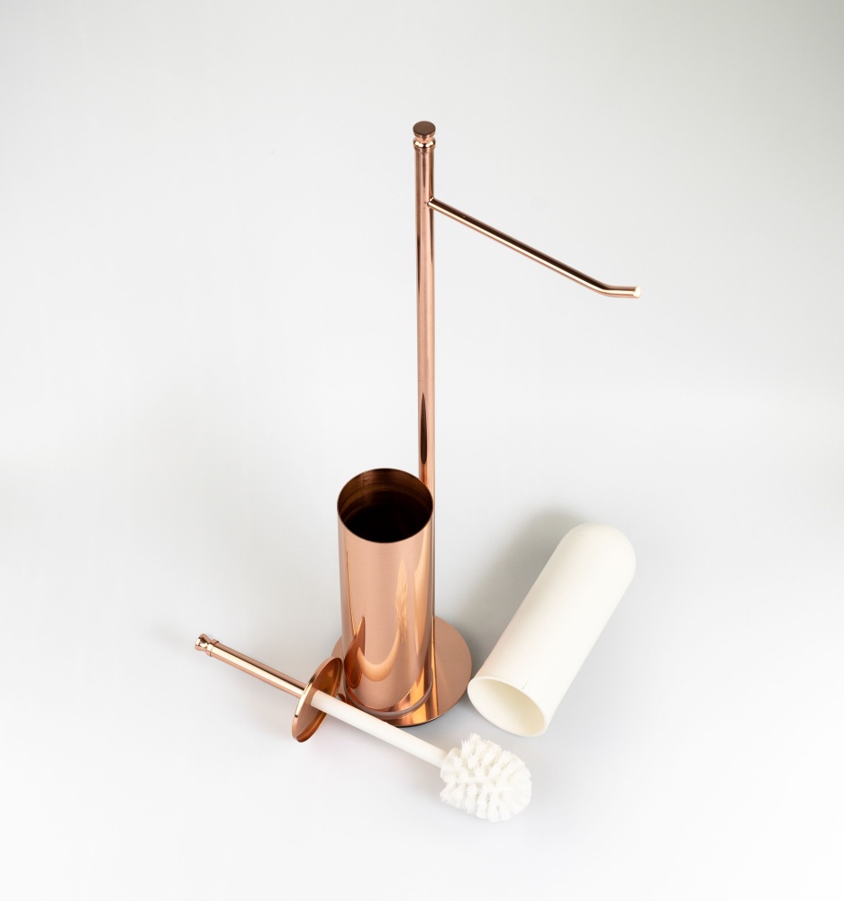 Изображение товара Stil Haus Hashi, стойка h63 см: бумагодержатель/ерш металлический, цвет розовое золото от магазина N&M Home