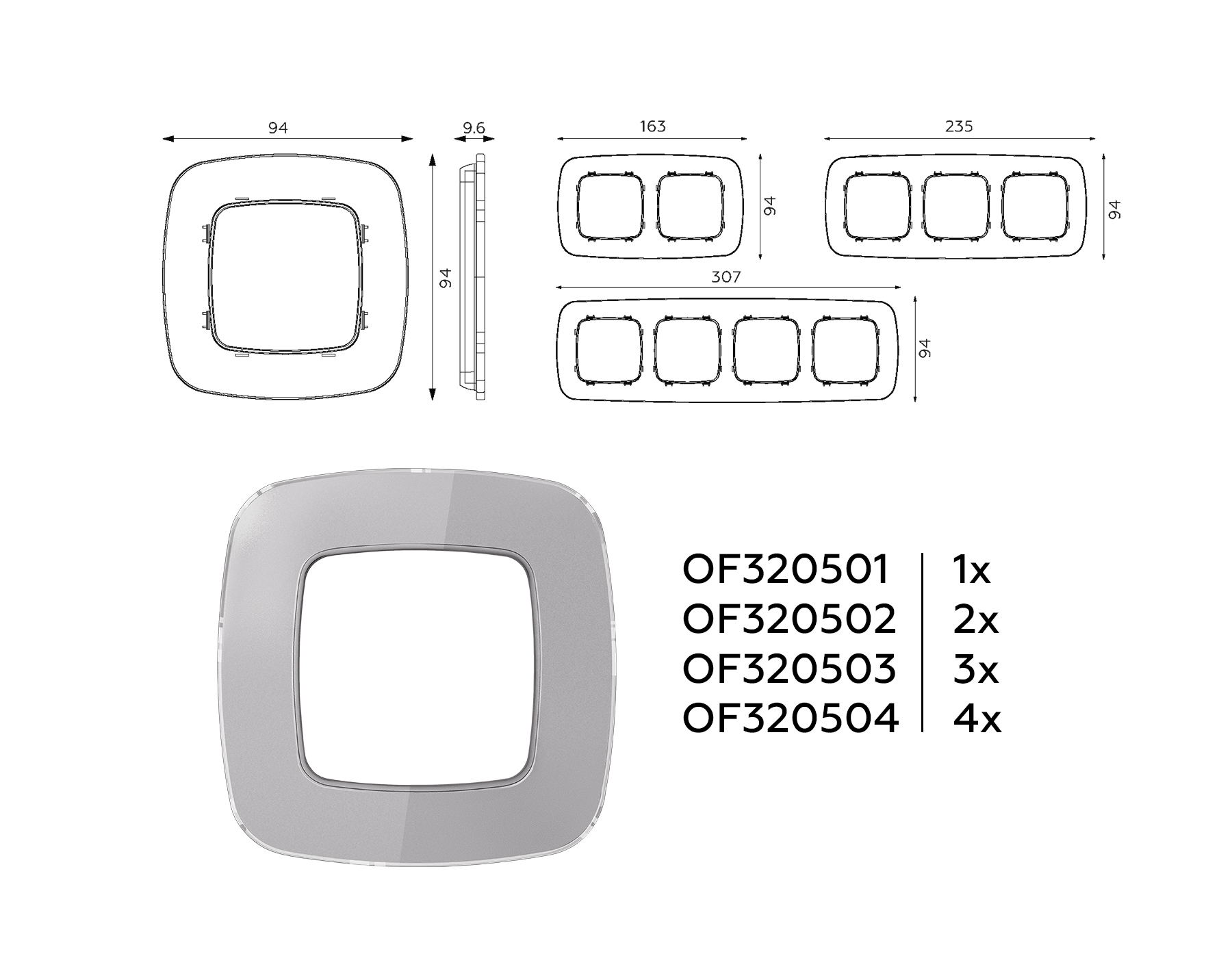 Изображение товара OF320503 Рамка OMEGA Radian (Сталь Стекло органическое) 3-ая от магазина N&M Home