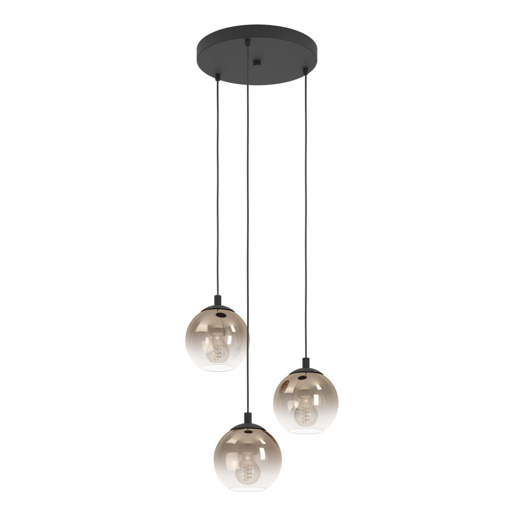 Изображение товара 901925 Светодиодный подвес с регулировкой цвет  ARISCANI 1, 3X60W(E27), сталь, черный, медный от магазина N&M Home