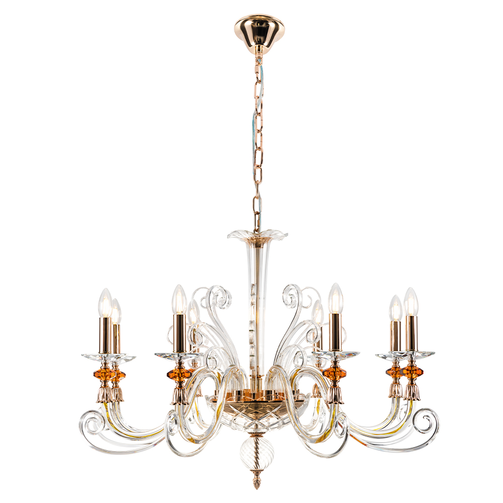 Изображение товара Люстра Crystal Lux CATARINA SP8 V2 GOLD/TRANSPARENT-COGNAC от магазина N&M Home