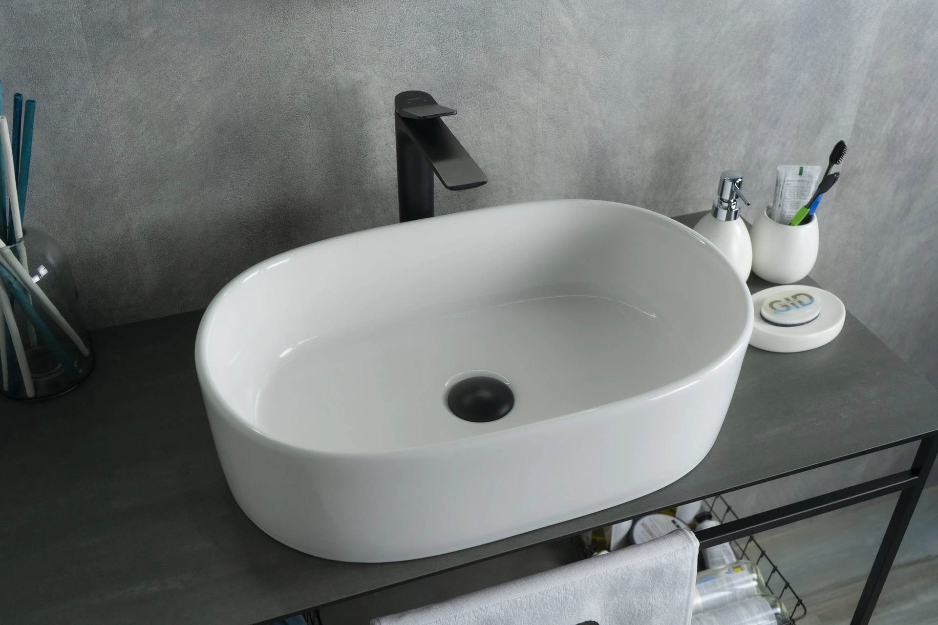 Изображение товара Раковина Gid N9025 51111 накладная белая 56x35x14 от магазина N&M Home