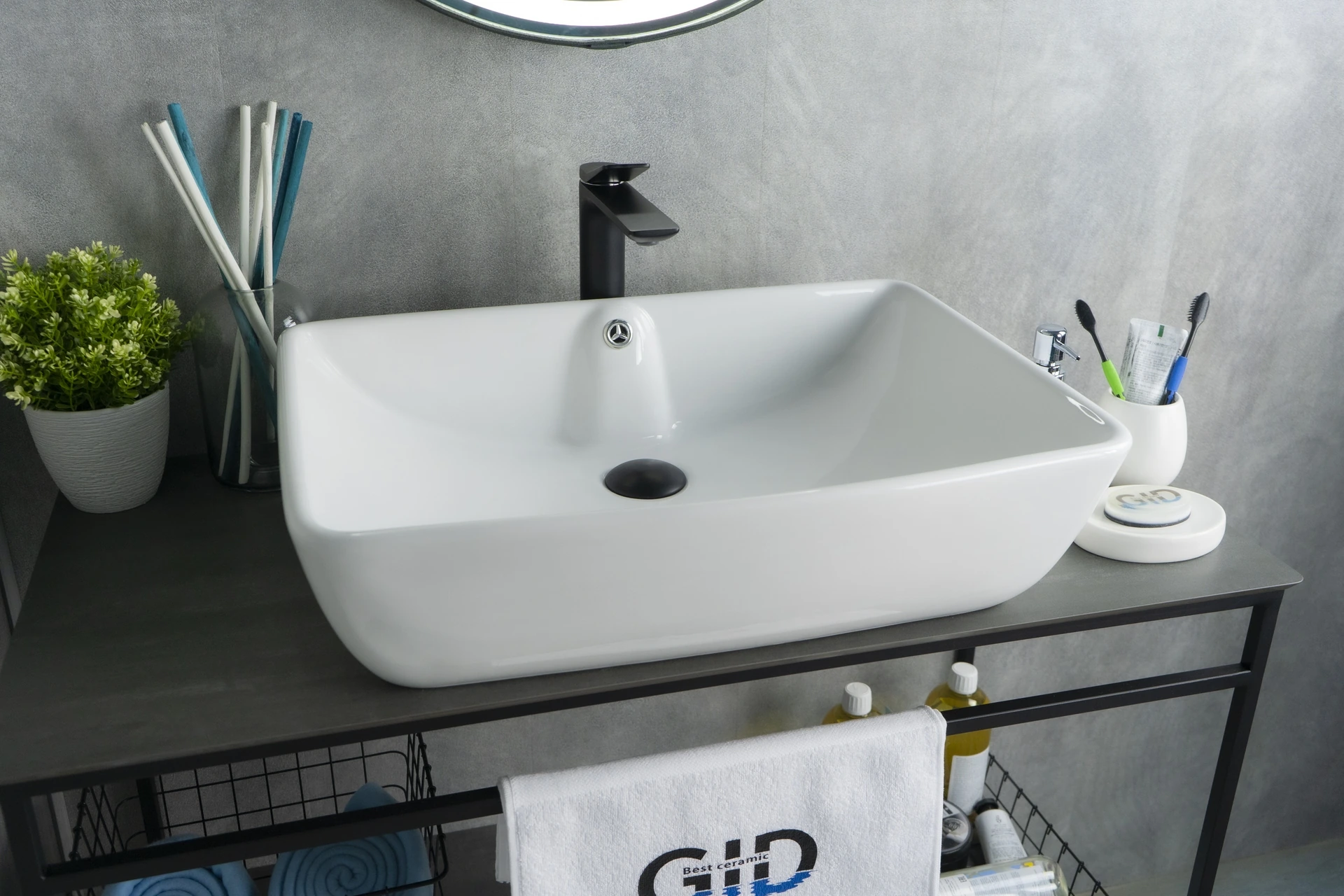 Изображение товара Раковина Gid N9121 51123 накладная белая 59x42x15.5 от магазина N&M Home